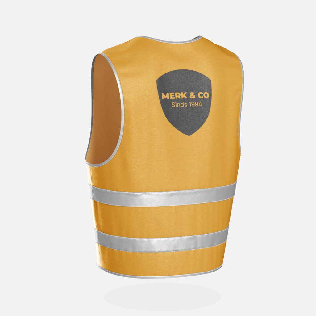 Veiliheidshesje geel bedrukt